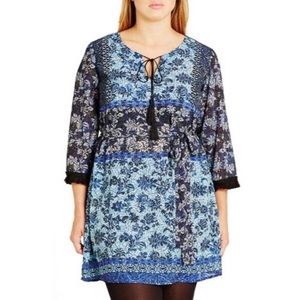 City Chic Freed tunic dress French navy M 18 NWT